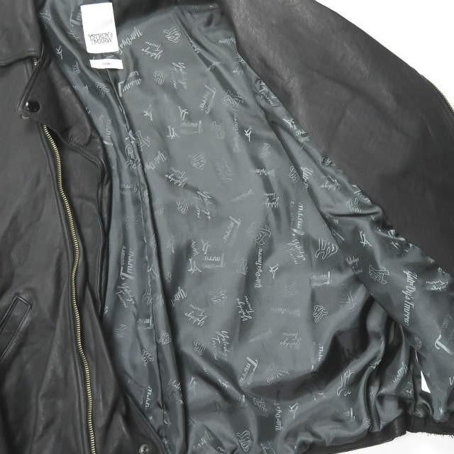 イエスタデイズトゥモロー YSTRDY'S TMRRW 18AW 日本製 BAGGY RUNAWAY JACKET レザーダブルライダースジャケット  YT-J0301 L ブラック 革ジャン アウター