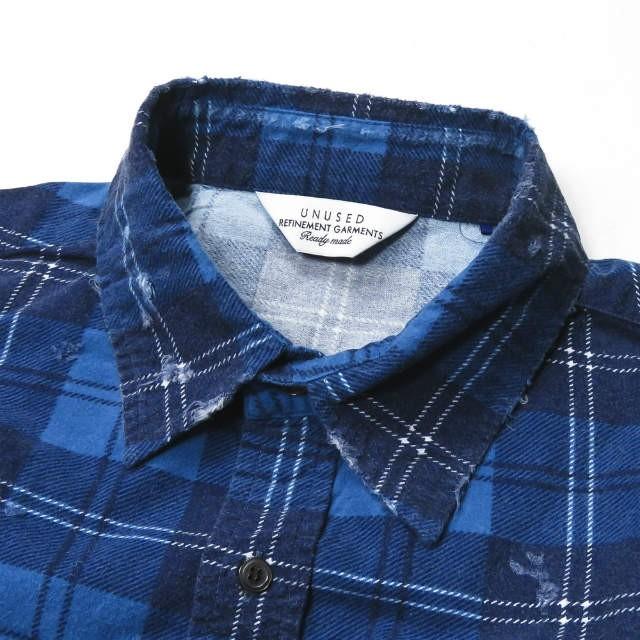 アンユーズド UNUSED 19AW 日本製 damage check nel shirt ダメージ