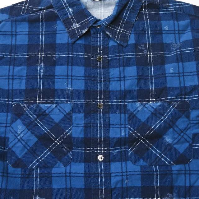 アンユーズド UNUSED 19AW 日本製 damage check nel shirt ダメージ