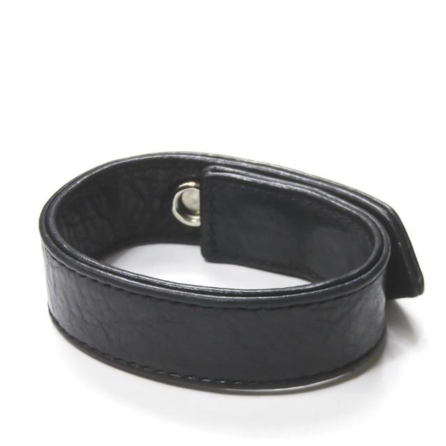 クロムハーツ CHROME HEARTS 3ボタン/2スナップ ハート レザーブレスレット ブラック アクセサリー |  | 01