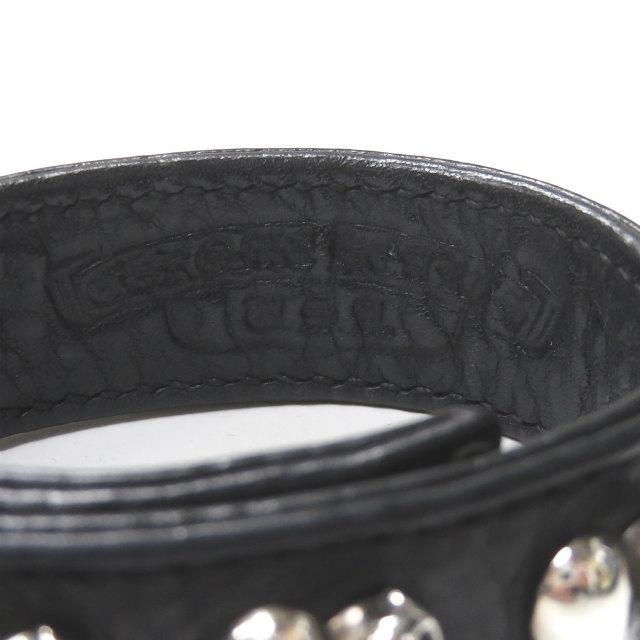 クロムハーツ CHROME HEARTS 3ボタン/2スナップ ハート レザーブレスレット ブラック アクセサリー |  | 04