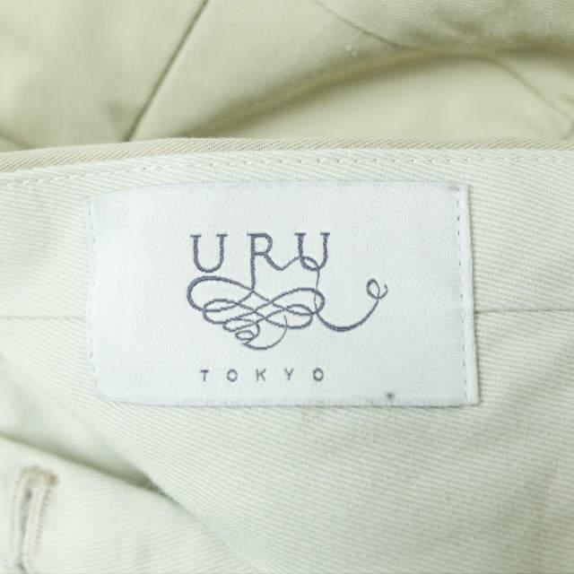 定価3万URUコットンギャバジン1タックパンツ ベージュサイズ2 URU ウル 21SS 日本製 COTTON GABARDINE 1 TUCK PANTS コットン