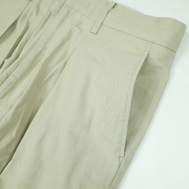 定価3万URUコットンギャバジン1タックパンツ ベージュサイズ2 URU ウル 21SS 日本製 COTTON GABARDINE 1 TUCK PANTS コットン