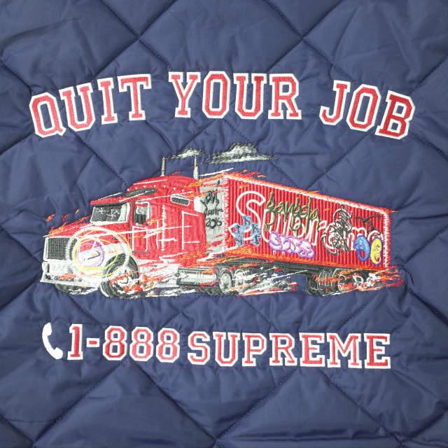 【希少】シュプリーム　中綿　キルティング　ワーク　ジャケット　ジップ　パーカー Supreme◇ジップパーカー/M/コットン/BLK/無地/裏起毛