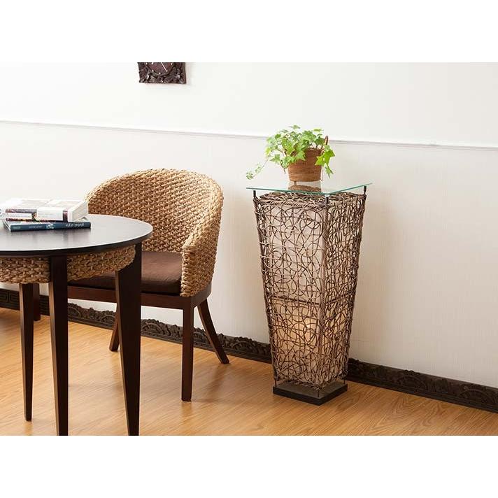 フロアライト アジアン テーブル付き ラタン おしゃれ LED電球付属