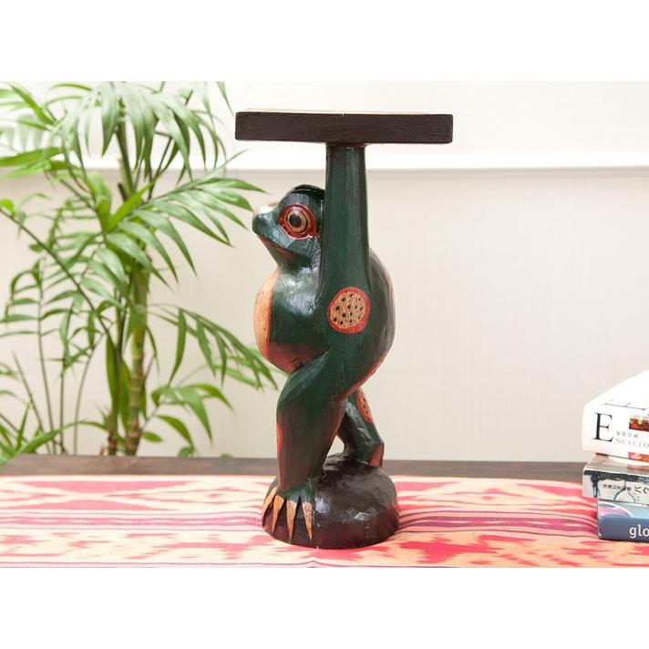 アジアン雑貨 家具 バリ カエル 卓上 スタンド 蛙 おしゃれ 木製