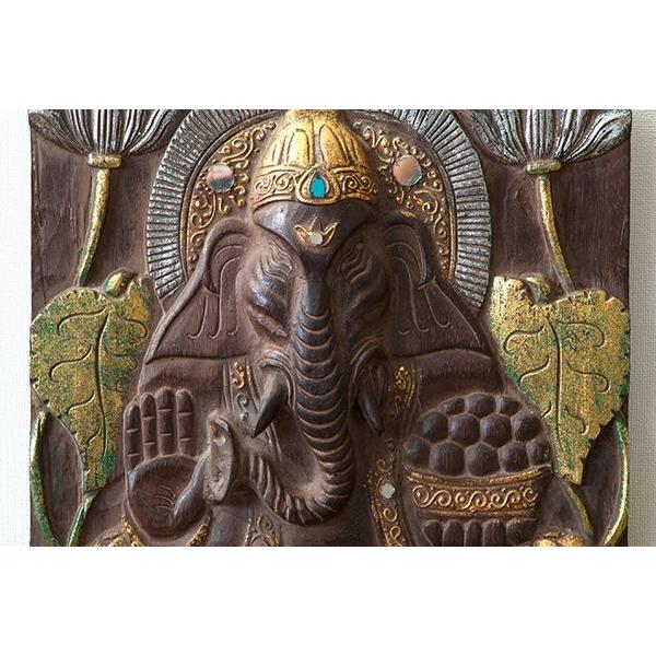 アート ガネーシャ パネル アジアン バリ 雑貨 スピリチュアル 木製