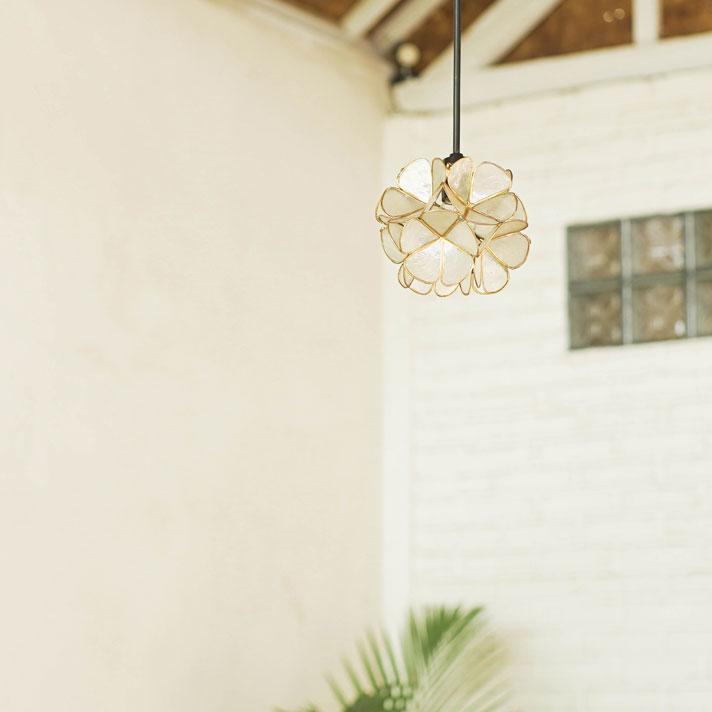 キシマ ペンダントライト カピス貝 LED 吊り下げライト シェル ぶどう柄 カピス貝 照明 ライト カピスシェル 天井照明 吊り下げ照明 ペンダント