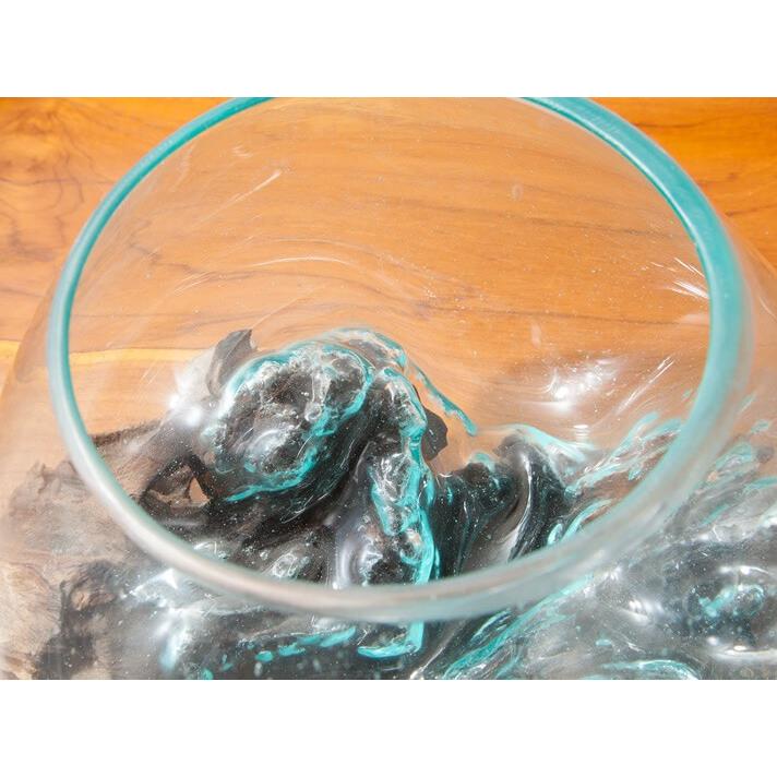 アジアン 雑貨 おしゃれ ナチュラルウッド バリガラス テラリウム 花器