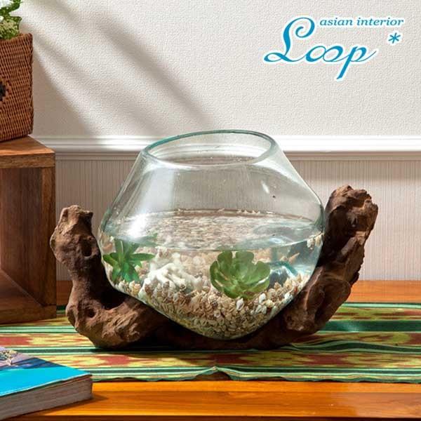 美品✨️希少 アンティーク 特大 ガラス瓶 高さ45cm お洒落な金魚鉢でも♪ アジアン 雑貨 おしゃれ ナチュラルウッド バリガラス テラリウム 花器