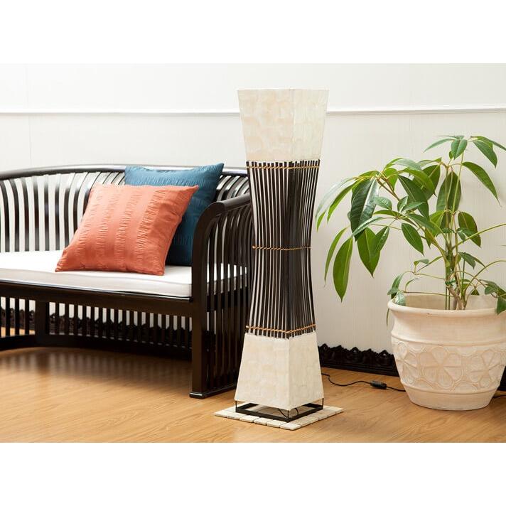 フロアライト アジアン 和風 おしゃれ 2灯式 LED電球付属 バリ リゾート インテリア モダン スタンドライト フロアランプ 照明器具 |  | 05