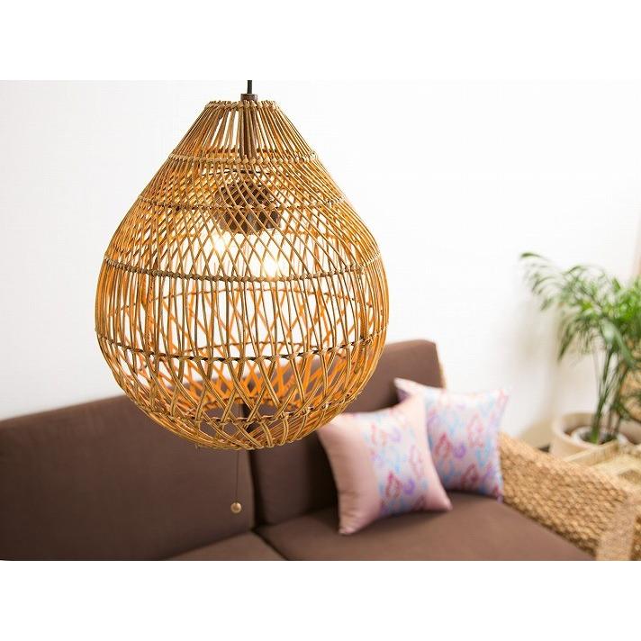 ペンダントライト アジアン 和風 ラタン おしゃれ 2灯式 LED電球