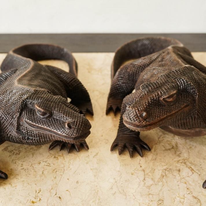 アジアン雑貨 バリ 木彫り 動物 オブジェ 木彫りのコモド