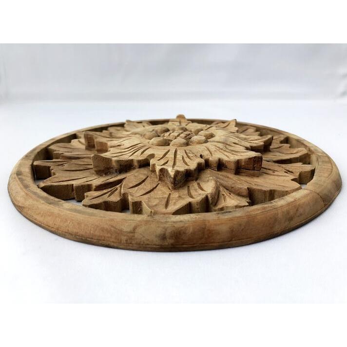 ウッドカービング 壁面 インテリア 壁飾り レリーフ 建材 木製 チーク