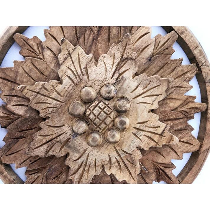 ウッドカービング 壁面 インテリア 壁飾り レリーフ 建材 木製 チーク 天然木 無垢材 アジアン雑貨 浮き彫り おしゃれ ナチュラル 花模様 丸型 |  | 04