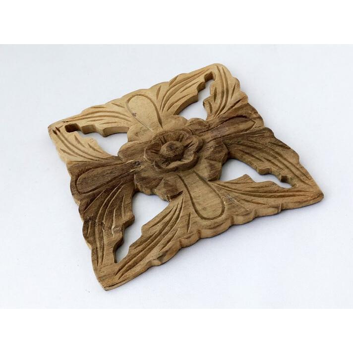 ウッドカービング 壁面 インテリア 壁飾り レリーフ 建材 木製 チーク 天然木 無垢材 アジアン雑貨 浮き彫り おしゃれ ナチュラル 花模様 19 |  | 02