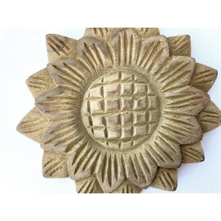 ウッドカービング 壁面 インテリア 壁飾り レリーフ 建材 木製 チーク 天然木 無垢材 アジアン雑貨 浮き彫り おしゃれ ナチュラル 花型 9 |  | 04