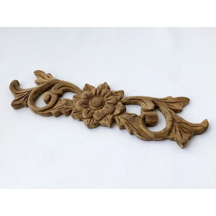 ウッドカービング 壁面 インテリア 壁飾り レリーフ 建材 木製 チーク 天然木 無垢材 アジアン雑貨 浮き彫り おしゃれ ナチュラル 花 23×6 |  | 02