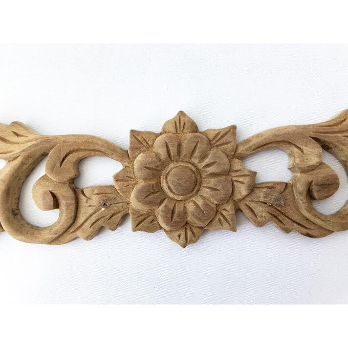 ウッドカービング 壁面 インテリア 壁飾り レリーフ 建材 木製 チーク 天然木 無垢材 アジアン雑貨 浮き彫り おしゃれ ナチュラル 花 23×6 |  | 04