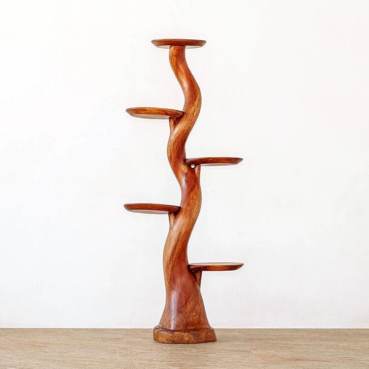 彫刻入り木製ラック あジアンテイスト