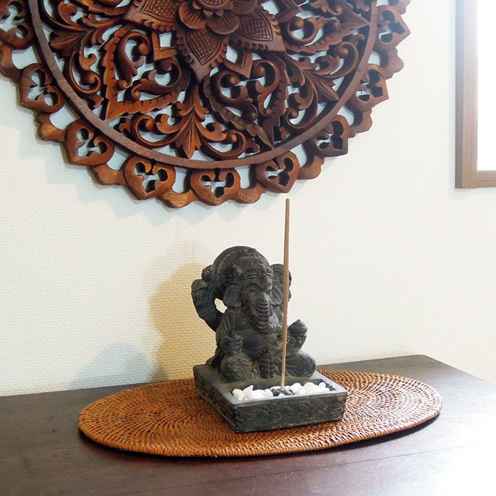 ガネーシャ 置物 効果 アジアン雑貨 お香立て 香皿 バリ お香