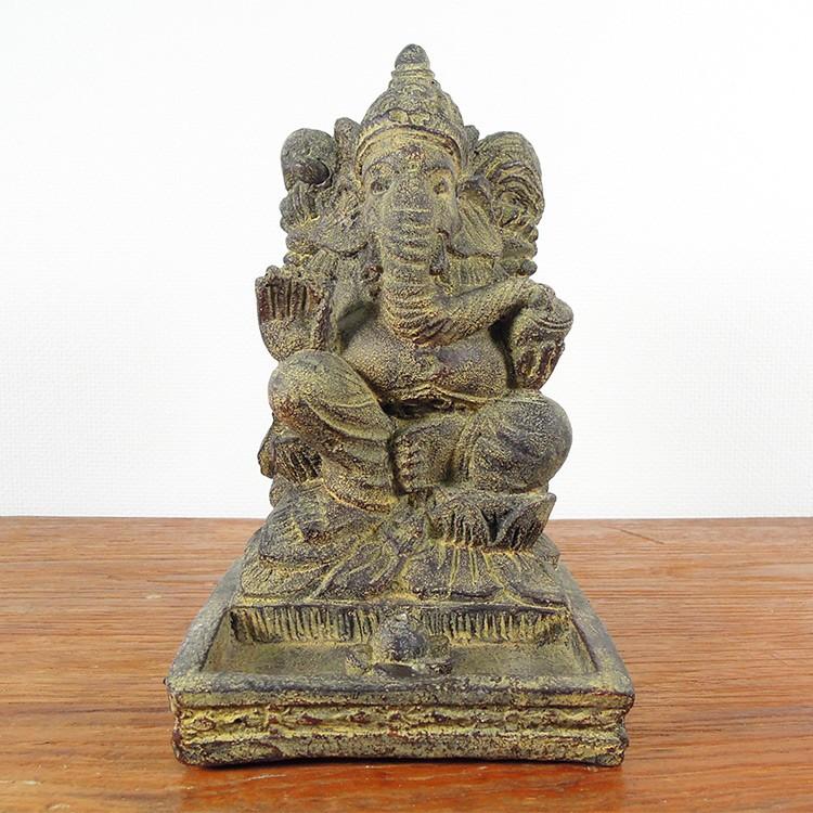 ガネーシャ 神様 オブジェ お守り 石像 ストーン インテリア お香立て