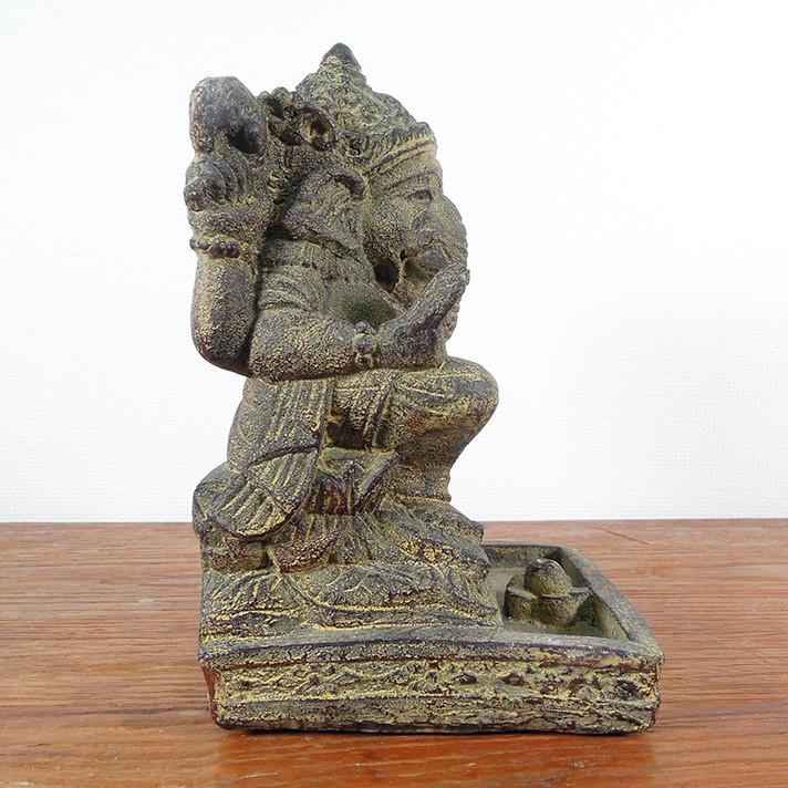 ガネーシャ 神様 オブジェ お守り 石像 ストーン インテリア お香立て