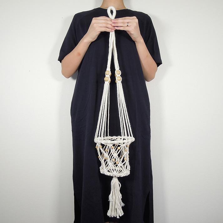 ランキングや新製品 プラントハンガー マクラメ編み ビーズ装飾付き ハンギングプランター 観葉植物 プランツ プラント アジアン雑貨 バリ リゾート インテリア Supplystudies Com