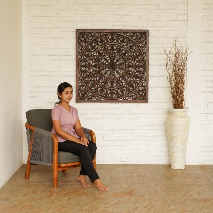 ウッドレリーフパネル レリーフ 彫刻 壁掛け 木製 アジアン雑貨 バリ