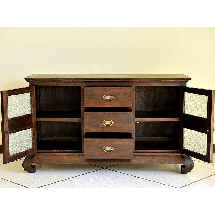 【ヴィンテージ・キャビネット】40X56X58 赤花と鳥の装飾箪笥　アジアン家具 ヴィンテージ・キャビネット】40X56X58 赤花と鳥の装飾箪笥