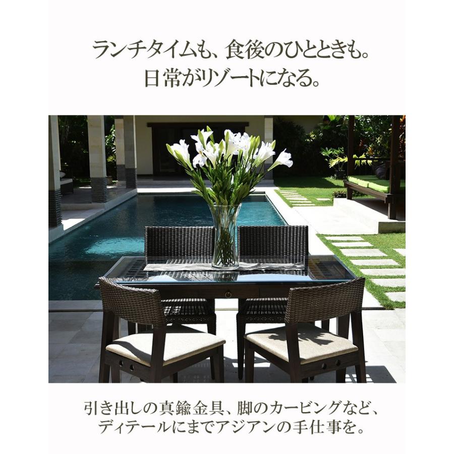ダイニングテーブル アジアン家具 チーク無垢材 4人用 単品 おしゃれ