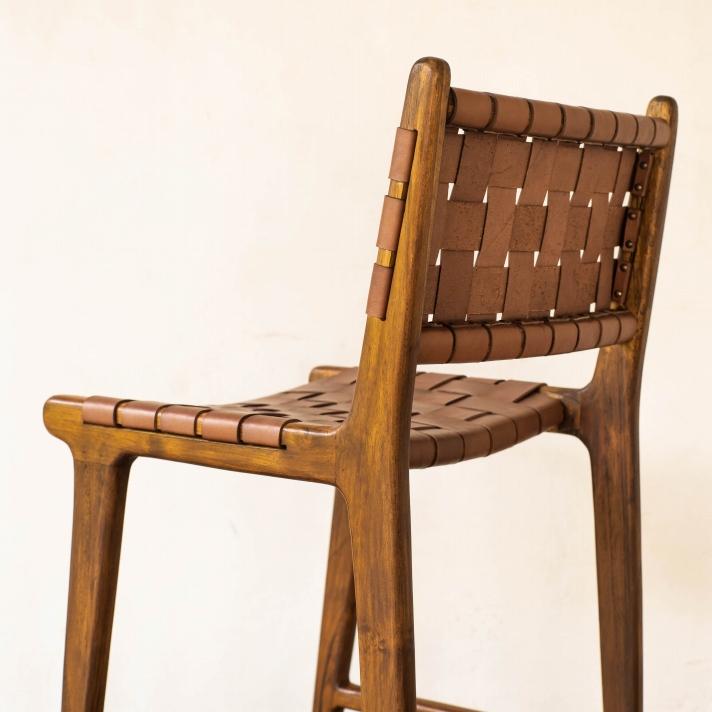 スツール レザー チェア 本革 チェア チェアー ダイニングチェア 椅子 革 リビングチェアー 一人用 カウンターチェア 木製 無垢材 北欧 アジアン |  | 04