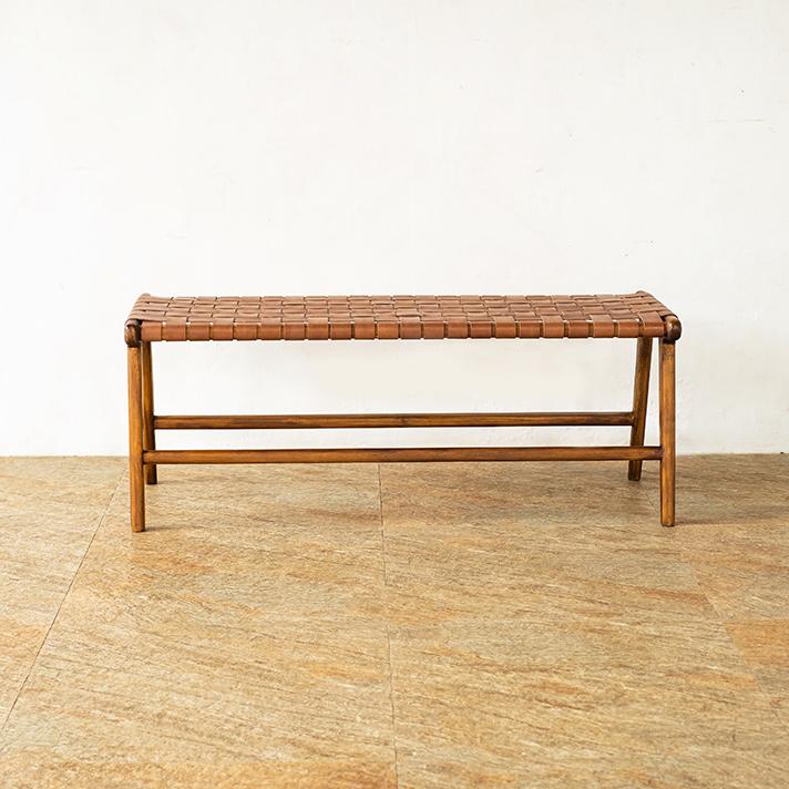 スツール ベンチ レザー チェア 本革 ベンチチェア チェアー ダイニングチェア 椅子 革 リビングチェアー 2人掛け 3人掛け チーク材 家具 木製 北欧 アジアン |  | 01