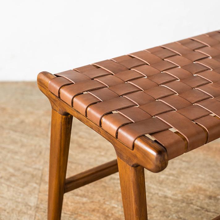 スツール ベンチ レザー チェア 本革 ベンチチェア チェアー ダイニングチェア 椅子 革 リビングチェアー 2人掛け 3人掛け チーク材 家具 木製 北欧 アジアン |  | 03