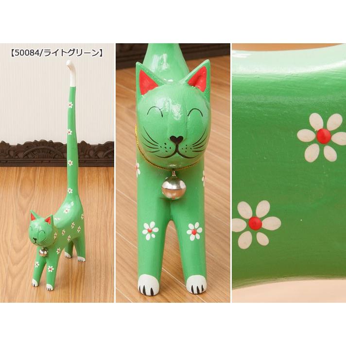 バリ猫 置物 猫グッズ 手作り 猫 ねこ 木製 木彫 雑貨