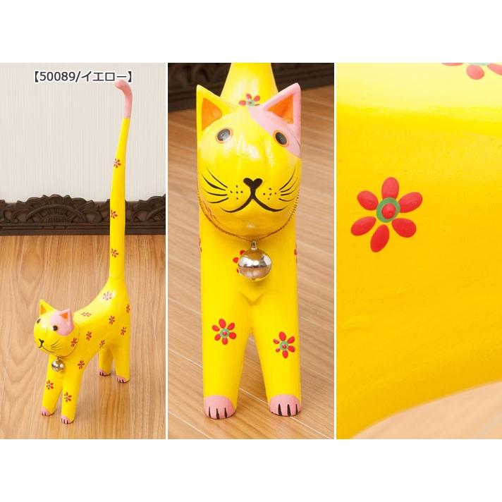 バリ猫 置物 猫グッズ 手作り 猫 ねこ 木製 木彫 雑貨