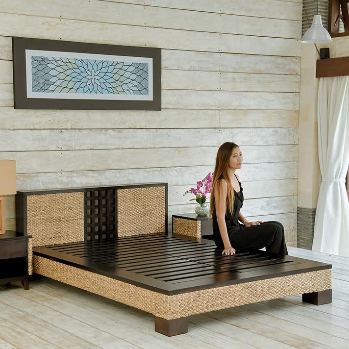 アジアン家具　ウォーターヒヤシンスベッドフレーム 受注生産品 ウォーターヒヤシンス キングサイズベット アジアン家具 幅