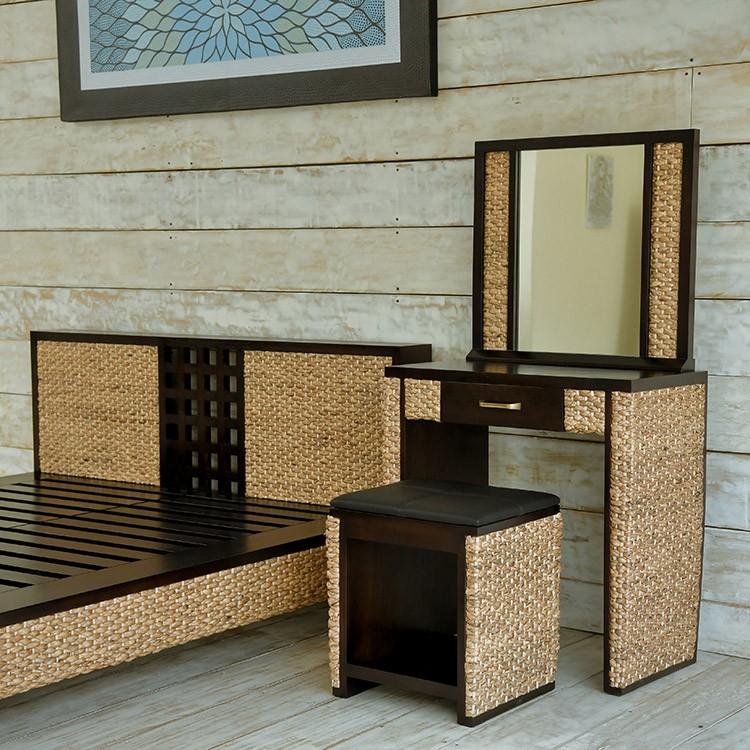 ウォーターヒヤシンス ドレッサーセット 3点セット 鏡台 アジアン家具