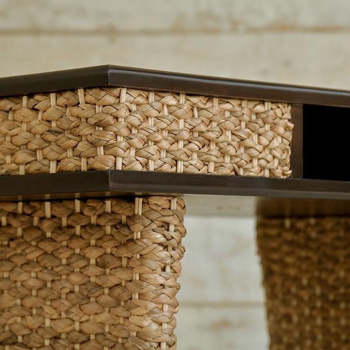 アジアン家具 ヒヤシンスローテーブル ガラス リゾート ウォーターヒヤシンス ローテーブル アジアン家具 W100cm