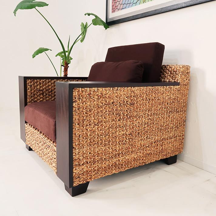 受注生産品 ウォーターヒヤシンス ソファー 1人掛け アジアン家具