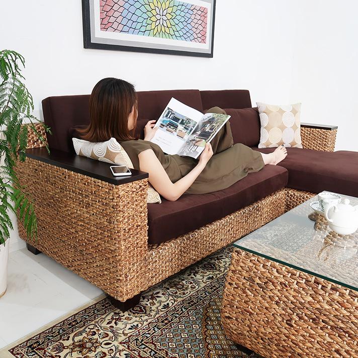 受注生産品 ウォーターヒヤシンス ソファ 二人掛けソファー／左アーム 