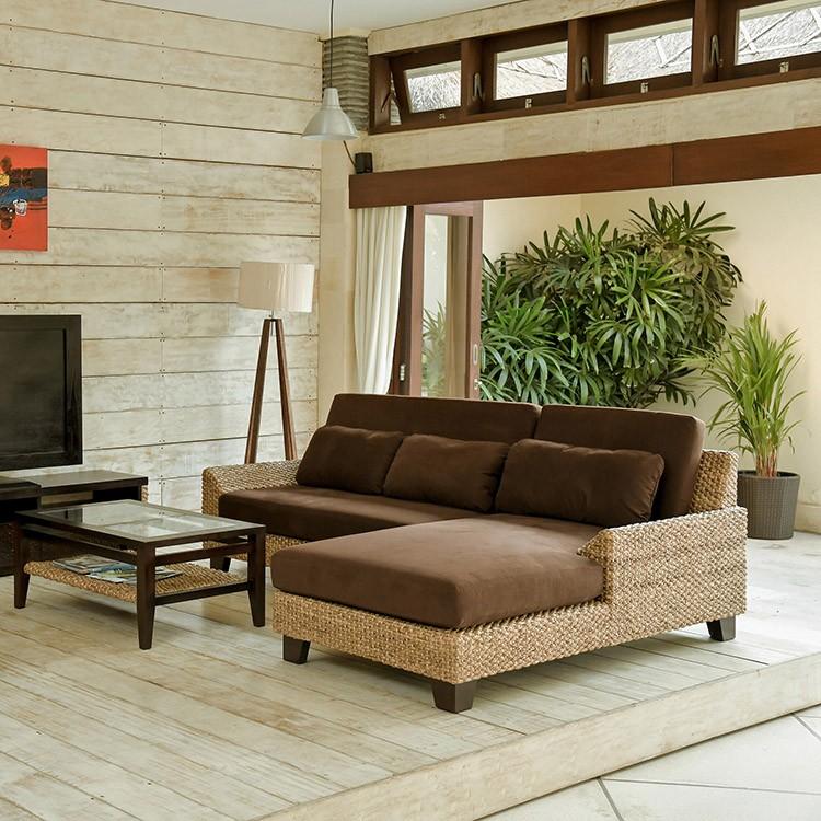 ウォーターヒヤシンス デイベットソファー L字型ソファ アジアン家具