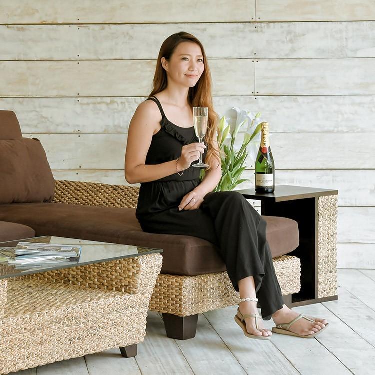 ウォーターヒヤシンス ソファテーブル サイドテーブル 収納棚付き