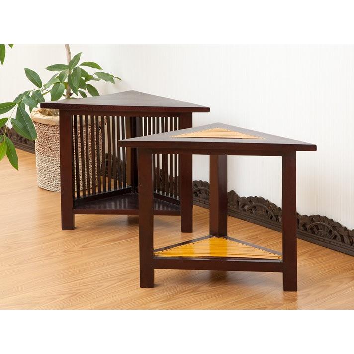 サイドテーブル コーナーラック アジアン家具 無垢材 バンブー おしゃれ 木製 マホガニー バリ リゾート インテリア リゾート 南国風 収納 玄関 |  | 03