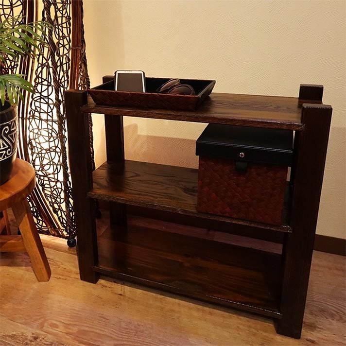シェルフ 3段 アジアン家具 無垢材 おしゃれ 木製 バリ インテリア 