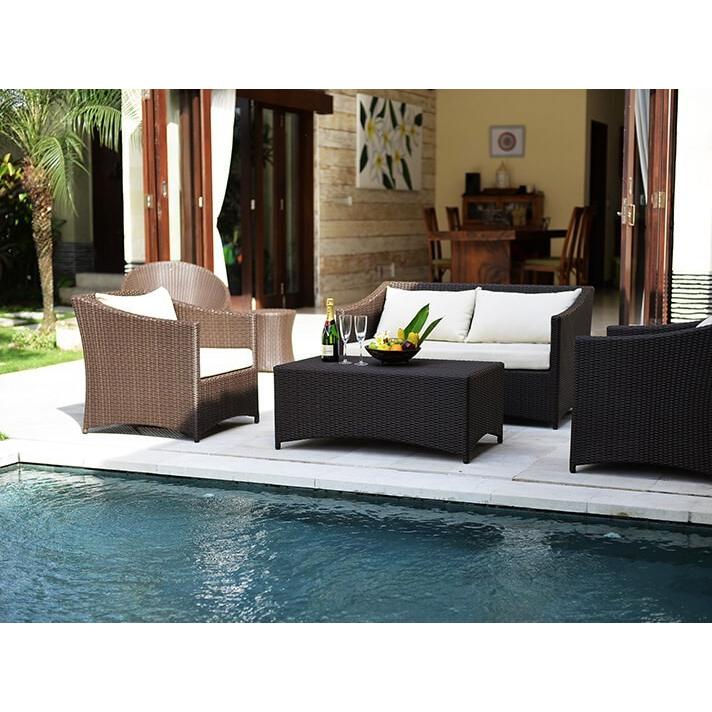 高級ラタン調 リゾート1人掛けソファ クッション付 ガーデンソファー 1人掛け ラタン調 おしゃれ 撥水クッション アジアン