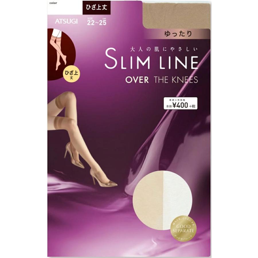 (3点購入で送料無料) SLIM LINE 口ゴムゆったり ひざ上丈 ガーターストッキング 22-25cm レディース アツギ スリムライン｜lops