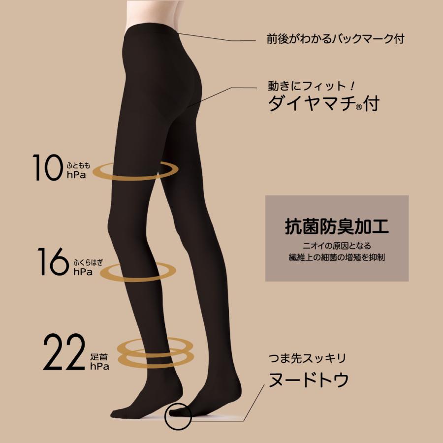 ビューティクリニカル CLINICAL 着圧タイツ 足首22hPa M-L L-LL 黒