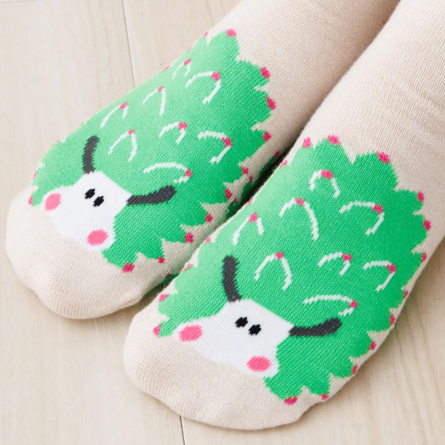 うみのいきもの ホオベニモウイウシ クルーソックス ベージュ 23-25cm