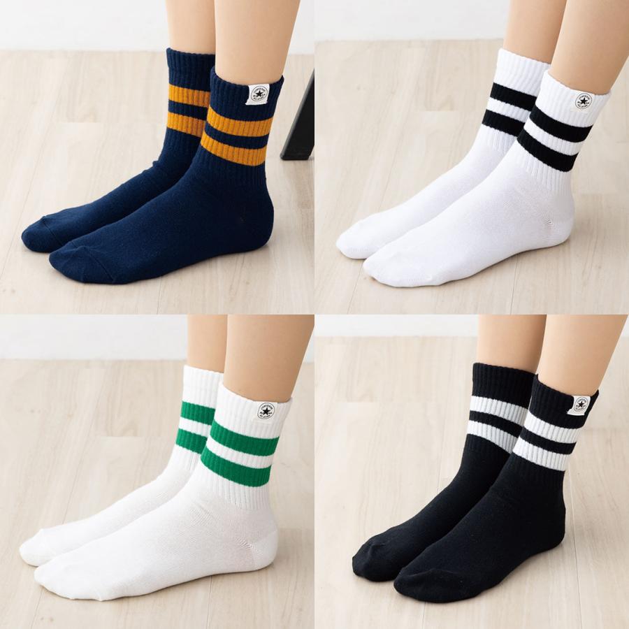 靴下 Fukuske コンバース ピスネーム付き ライン クルーソックス 23